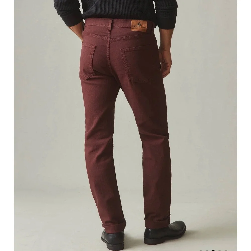 NWOT American Giant Men Roughneck Stretch Canvas Straight Leg Pants 34x34 Raisin